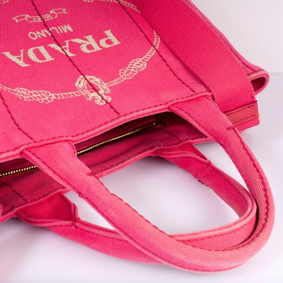 Authentic Pink Prada Canapa Small Logo Tote Bag - Picture 6 of 12